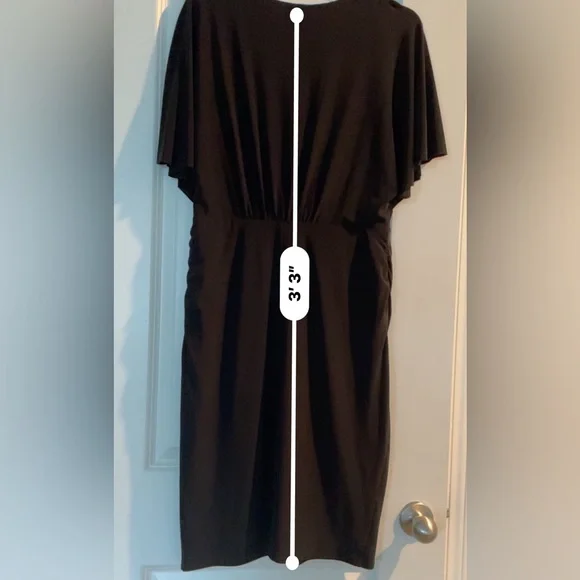 Evan Picone Dress Women Black Tie Size 10 Black Ruched Detail Body Flattering - Picture 11 of 13